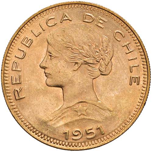 CILE 100 Pesos 1951 - KM 170; Fr. ... 