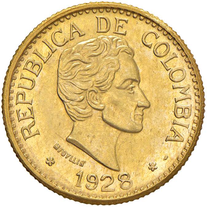COLOMBIA 5 Pesos 1928 - KM 204 AU ... 
