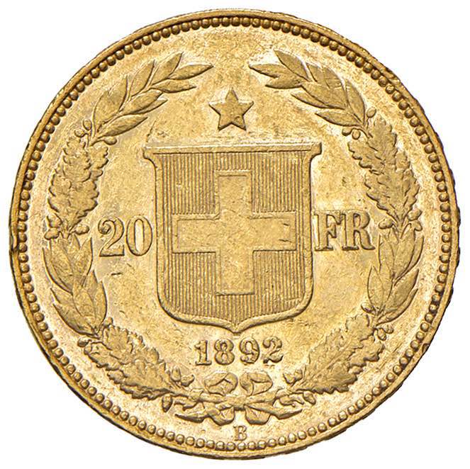 SVIZZERA 20 Franchi 1892 - Fr. 495 ... 