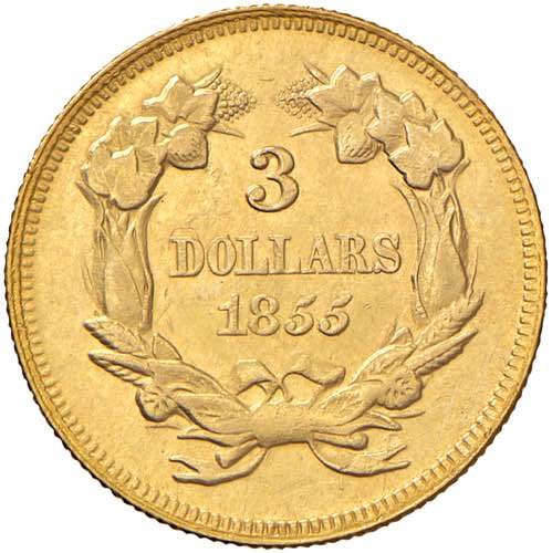    USA 3 Dollari 1855 - KM 84 AU ... 