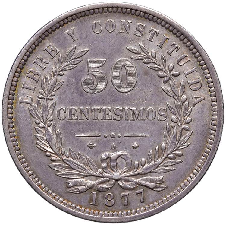 URUGUAY 50 Centesimos 1877 - KM 16 ... 