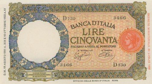BANCONOTE Banca d’Italia 50 Lire ... 