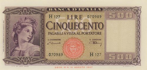BANCONOTE Banca d’Italia 500 ... 