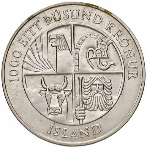 ISLANDA 1.000 Kronur 1974 - KM 21 ... 