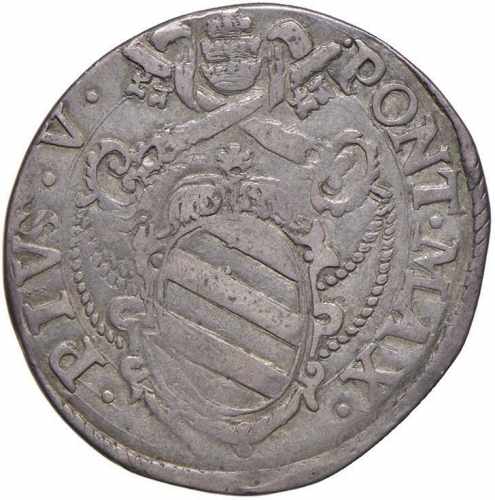 Pio V (1566-1572) Testone - Munt. ... 