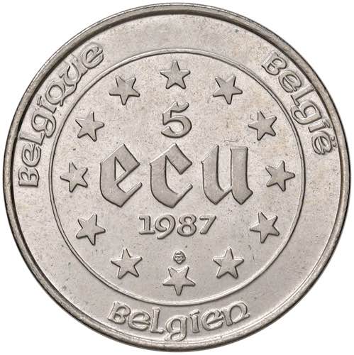 BELGIO 5 Ecu 1987 - KM 166 AG (g ... 