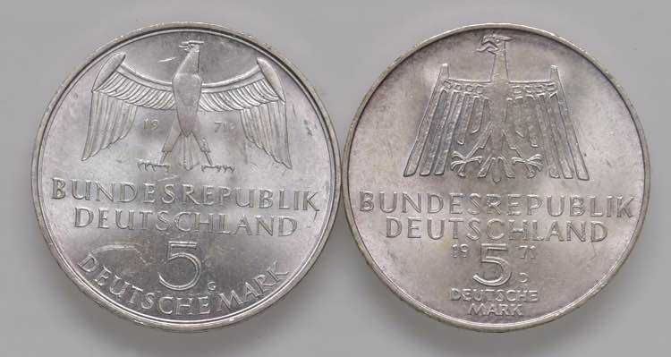 GERMANIA 5 Marchi 1971 AG (g 10,86 ... 