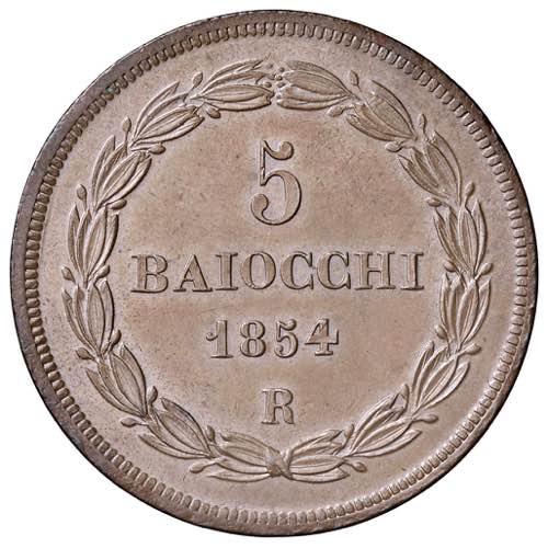 Pio IX (1846-1878) 5 Baiocchi 1854 ... 