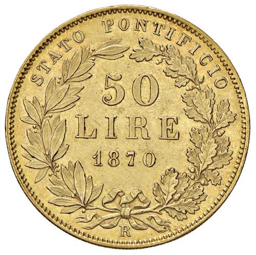 Pio IX (1846-1878) 50 Lire 1870 A. ... 