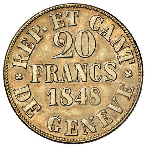 SVIZZERA Ginevra - 20 Franchi 1848 ... 