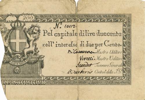 Regie Finanze 200 Lire 01/07/1785 ... 