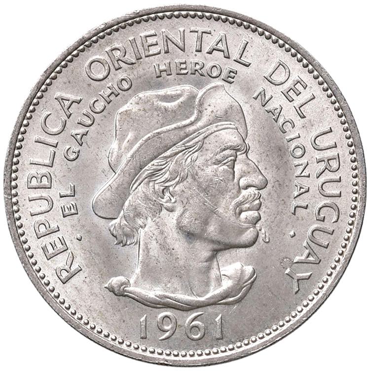 URUGUAY 10 Pesos 1961 - KM 43 AG ... 