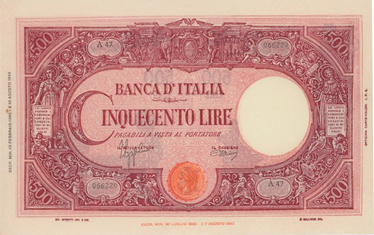 Banca d’Italia 500 Lire Grande ... 