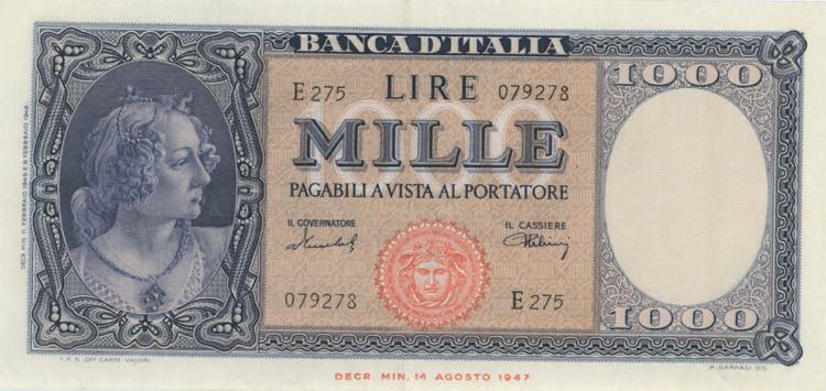 Banca d’Italia 1.000 Lire Italia ... 