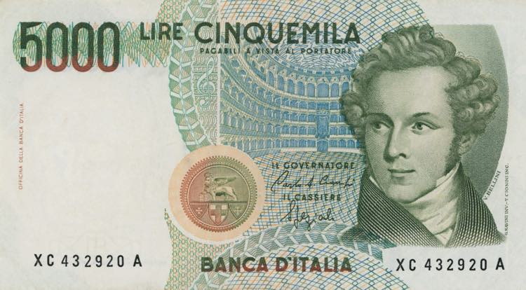 Banca d’Italia 5.000 Lire XC ... 