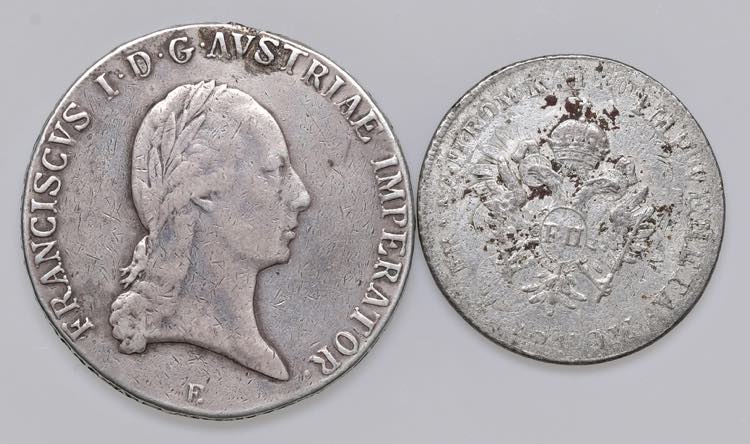 Lotto di due monete: tallero 1821 ... 