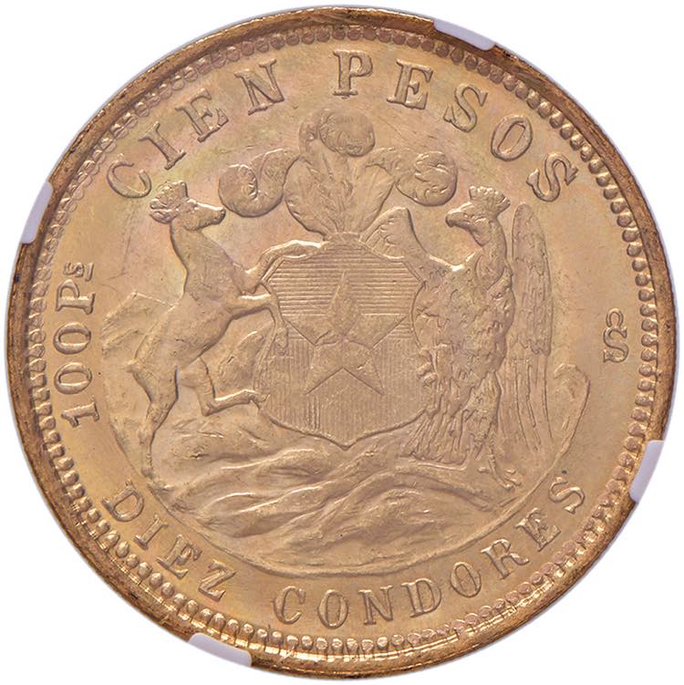 CILE 100 Pesos 1926 - AU In slab ... 
