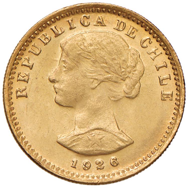 CILE 20 Pesos 1926 - AU (g 4,10)
