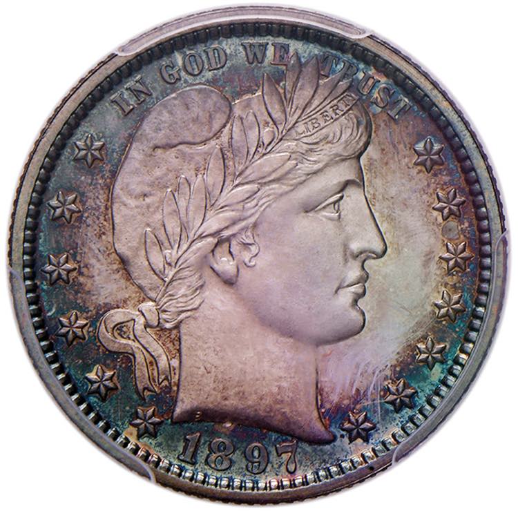 USA 25 Cents 1897 - AG In slab ... 