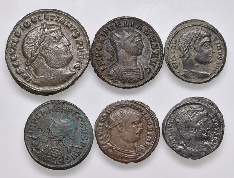 Lotto di sei monete romane