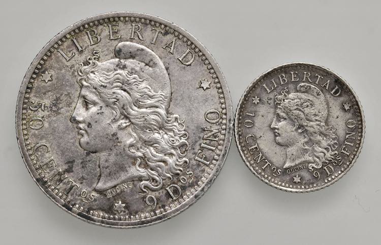 ARGENTINA 50 Centavos 1883 e 10 ... 