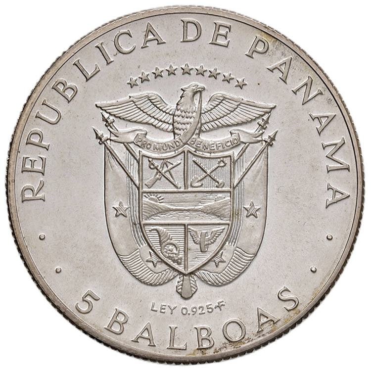 PANAMA 5 Balboas 1970 - KM 28 AG ... 
