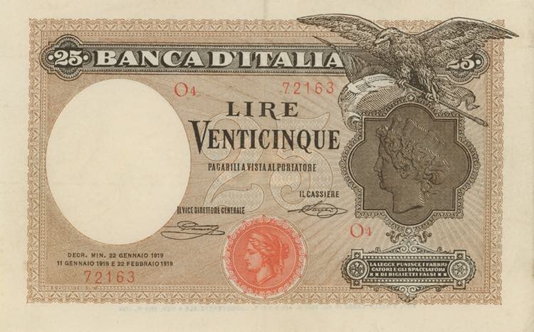 Banca d’Italia 25 Lire Aquila ... 