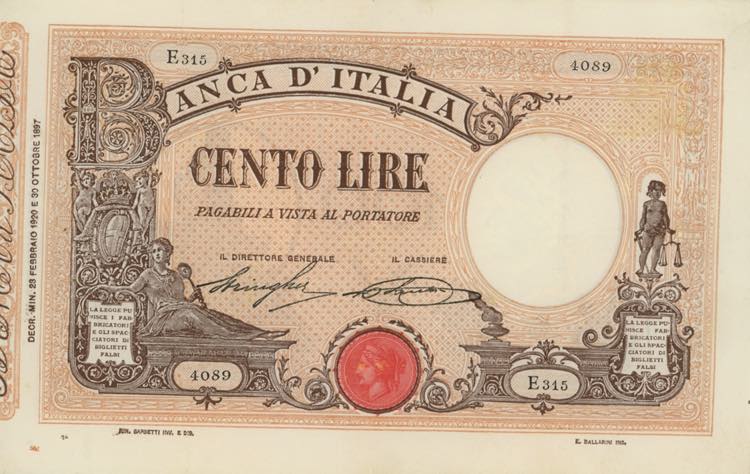 BANCA D’ITALIA 100 Lire ... 