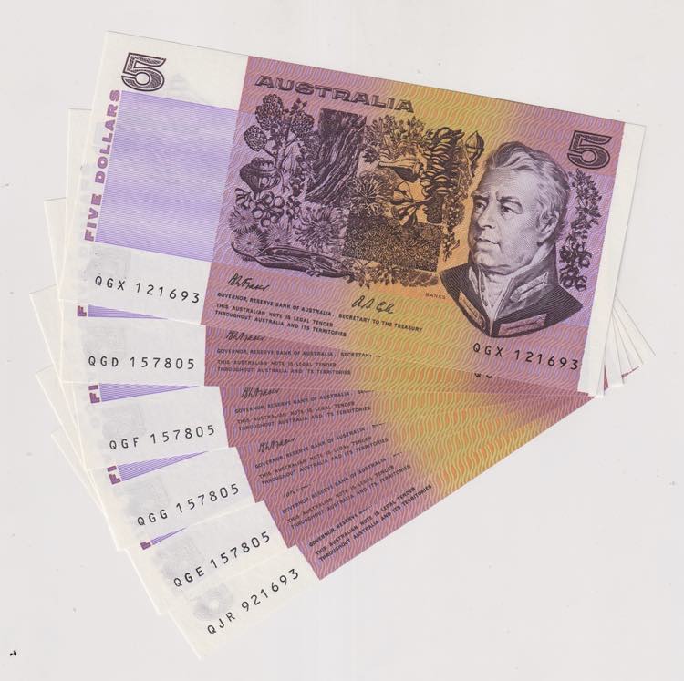 AUSTRALIA - lotto di 6 banconote ... 