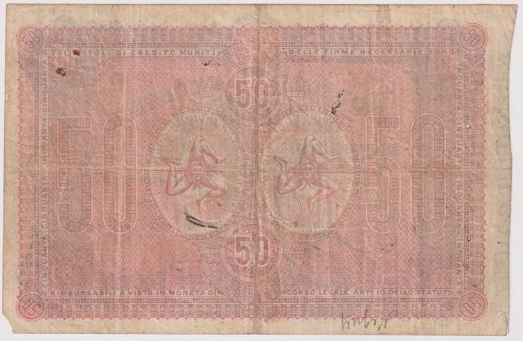 Banco di Sicilia - 50 Lire Fede di ... 