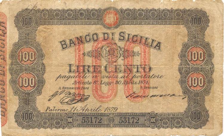 Banco di Sicilia - 100 Lire 1° ... 