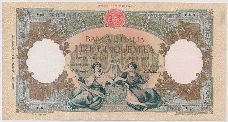 Banca dItalia - 5000 Lire Regine ... 