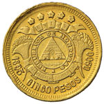 HONDURAS 5 Pesos 1895 - Fr. 6 AU (g 8,06) RR ... 