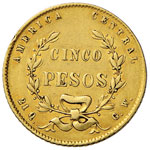 COSTARICA 5 Pesos 1867 - Fr. 12 AU (g 7,31) ... 