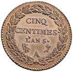 FRANCIA Direttorio (1795-1799) 5 Centimes ... 