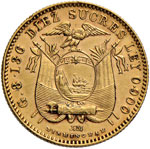 ECUADOR 10 Sucres 1899 - Fr. 10 AU (g 8,10)