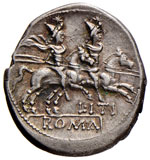 Itia - L. Itius - Denario (149 a.C.) Testa ... 