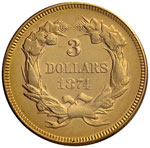 USA 3 Dollari 1874 - Fr. 124 AU RR Sigillato ... 