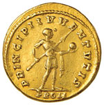 Galerio (293-305) Aureo – Testa laureata a ... 