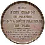Medaglia 1814 Ingresso a Parigi del conte ... 