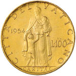 Pio XII (1939-1958) 100 Lire 1954 A. XVI – ... 