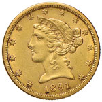 USA 5 Dollari 1891 CC ... 