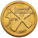 KATANGA 5 Franchi 1961 - Fr. 1 AU (g 13,32) ... 