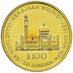 BRUNEI 100 Dollari 1987 – Fr. 4 AU (g ... 