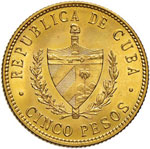 CUBA 5 Pesos 1916 – Fr. 3 AU (g 8,35)