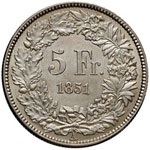 SVIZZERA Confederazione – 5 Franchi 1851 ... 