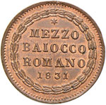 Gregorio XVI (1831-1846) Mezzo baiocco 1831 ... 