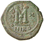 BISANZIO Giustino II (565-578) Follis A. X ... 