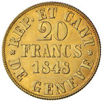SVIZZERA Ginevra – 20 Franchi 1848 – Fr. ... 