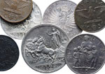 Lotto di 7 monete: 2 Lire 1914, 5 lire 1937, ... 